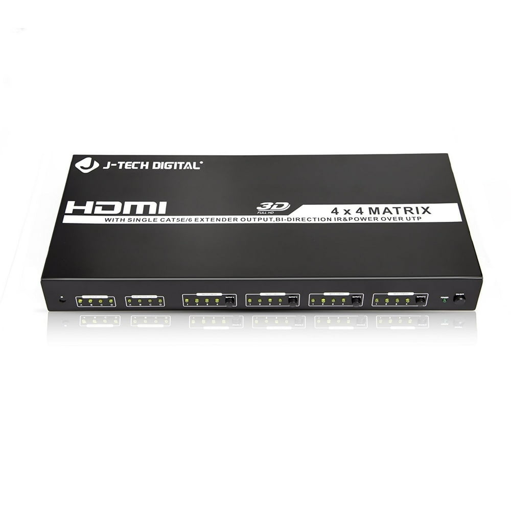 jtech digital 4x4 hdmi matrix extender 4 inputs 4 + 4 outputs by cat