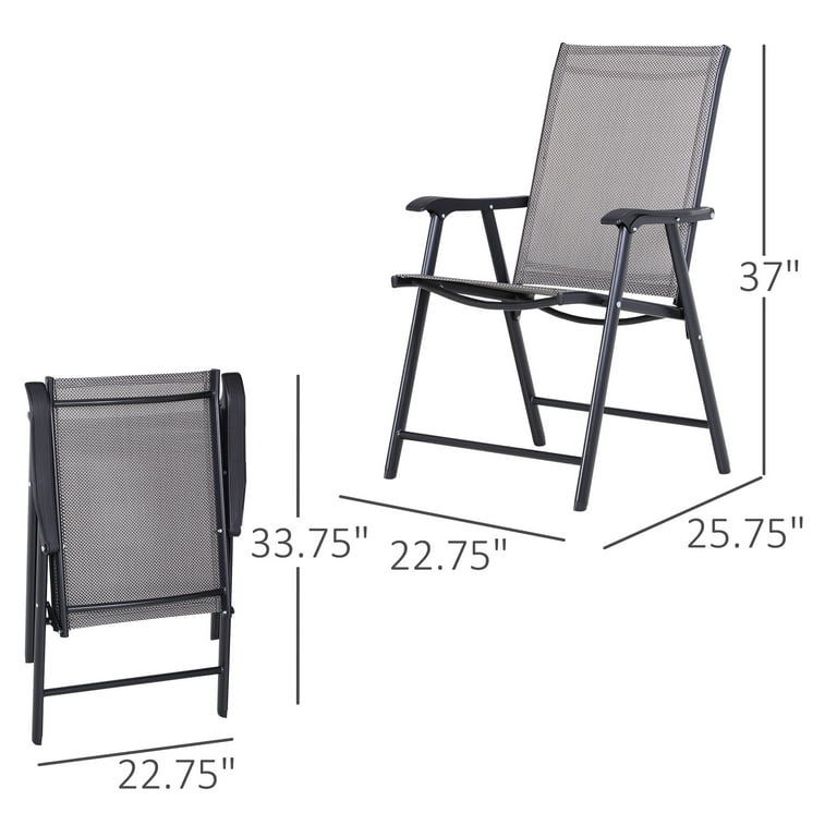 Outsunny Folding Outdoor Patio Chairs Set of Stackable Portable