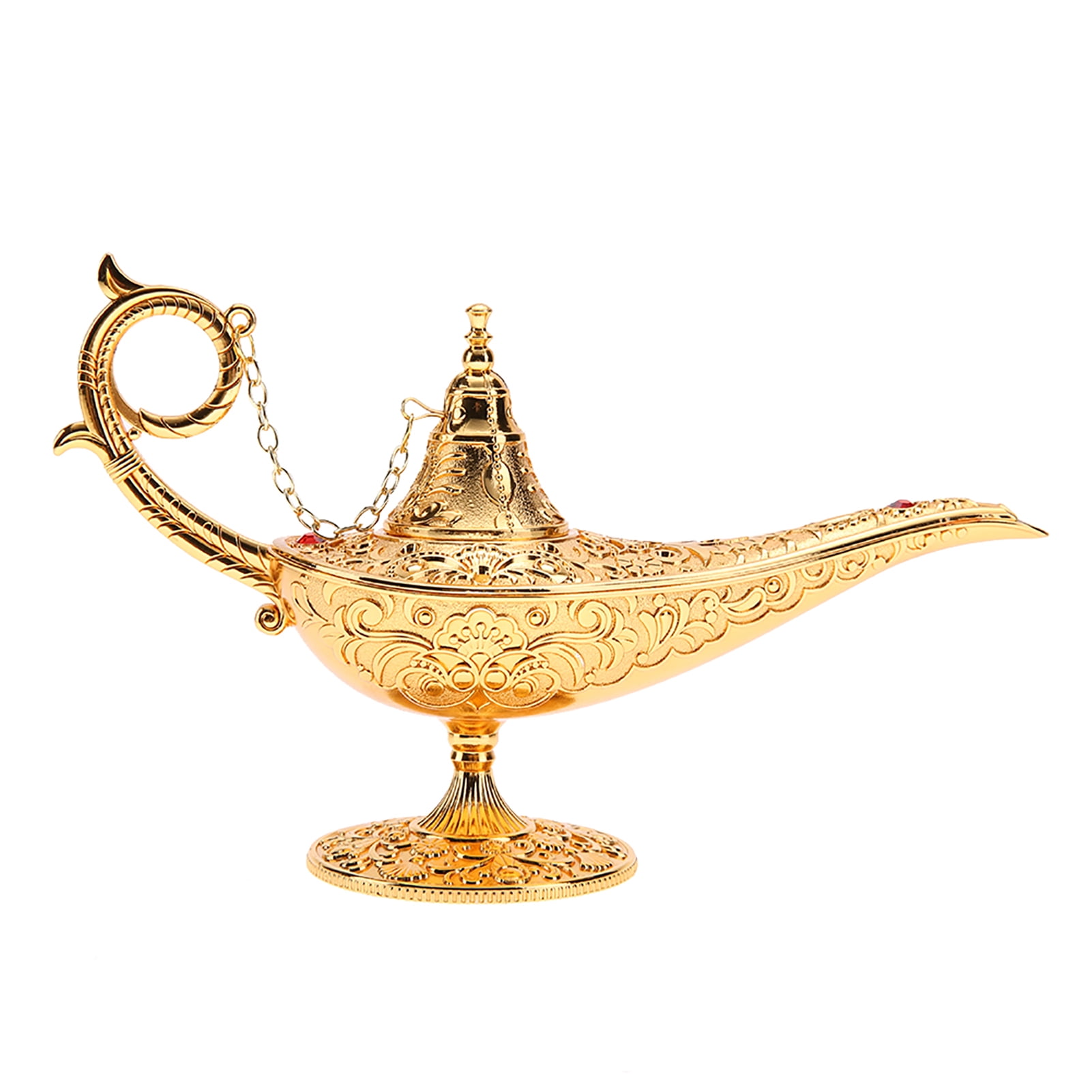 Lishi Aladdin Magic Genie Light Lamp Gold Metal Carved Wishing Pot Decor
