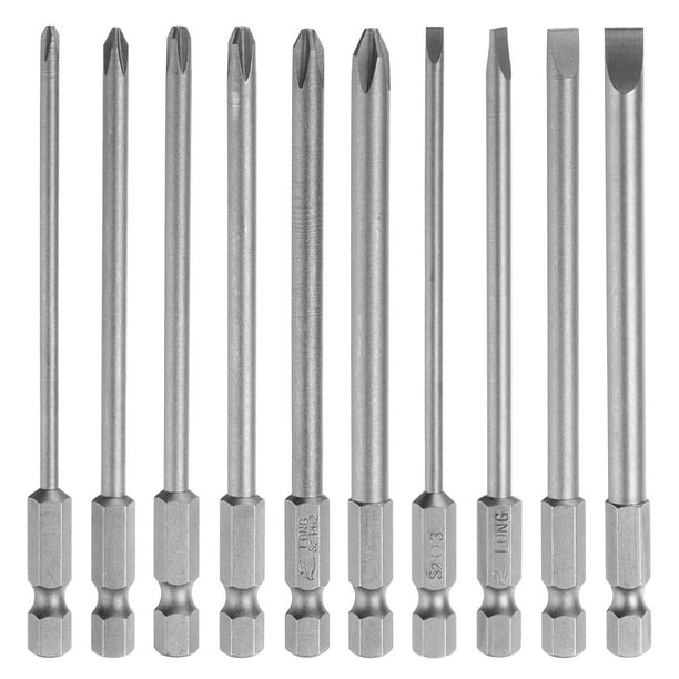Uxcell 10pcs Bit de Destornillador Phillips Ranurado 1/4" Hex Shank Bits Magnéticos para Taladro