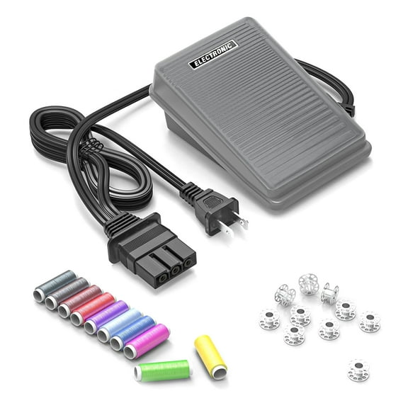 ARCADORA Sewing Machine Foot Pedal AC 110V Speed Controller with Bobbins Threads for Brother Viking Bernina Simplicity