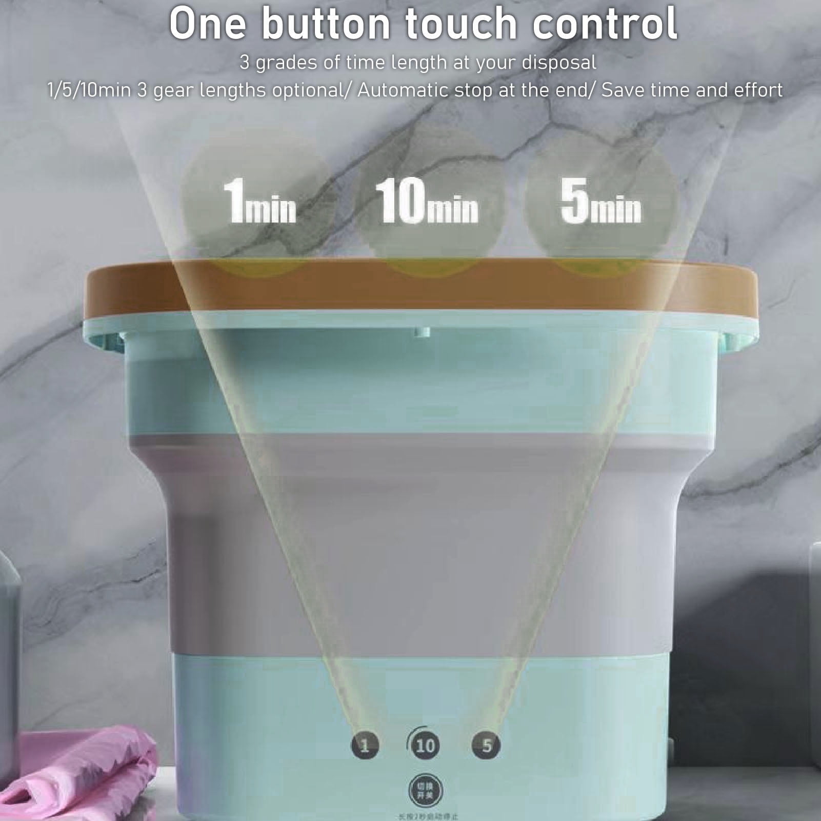 Rupoun Foldable Portable Washing Machine 6.5L Green Mini Washer with Soft Spin Dry Basket for Travel Dorm Nursery Apartment 11.8 x 11.0 inches / 30 x 28 cm EU Plug