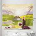thumbnail image 1 of Winery Tapestry, Wine Cheese Bread with Mountain Landscape in French Rurals Pastoral Scenery, Fabric Wall Hanging Decor for Bedroom Living Room Dorm, 5 Sizes, Green Purple Cream, by Ambesonne, 1 of 1