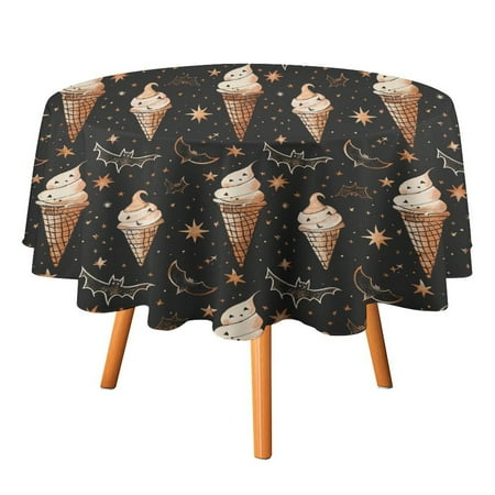 

JINGDS Pumpkin Lantern Sweet Ice Cream Cones-1123 Round Table Cloth Halloween Tablecloth Thanksgiving Day Table Cloth Round Cover Circle Tablecloth for Halloween Thanksgiving Fall Party