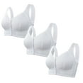 thumbnail image 1 of cfhntfmh 3pc Front Closure Bras for Women Mid Support Plus Size Bras Thin Wireless Bras Full Coverage T-Shirt Bralettes, 1 of 2