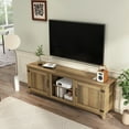 thumbnail image 4 of SYNGAR Industrial TV Stand for TV up to 70 inches, Wood TV Console Table Stand with 2 Doors Cabinets and Open Compartments, Home Living Room Entertainment Center, Yellow Walnut, 70"L x 15"W x 25"H, 4 of 9