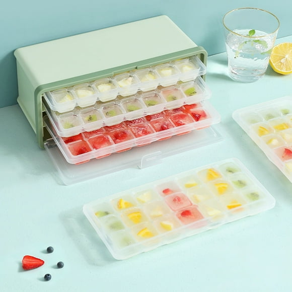 Plastic Ice Cube Trays Set of 3 with Easy Release Flexible Molds and Storage Boxes – Holds 21 Cubes per Tray for Whiskey, Cocktails, and More