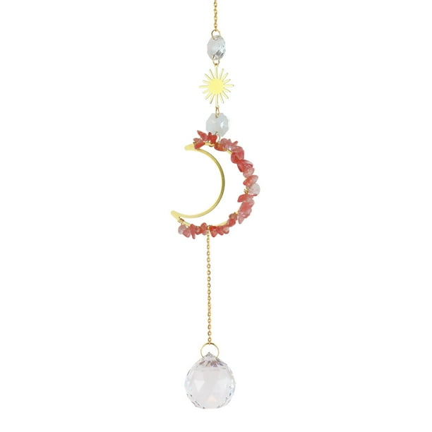 Atrapasueños hecho a mano Kinzd, diseño de luna decorativa proyectante, colgante para hacer arcoíris, decoración del hogar