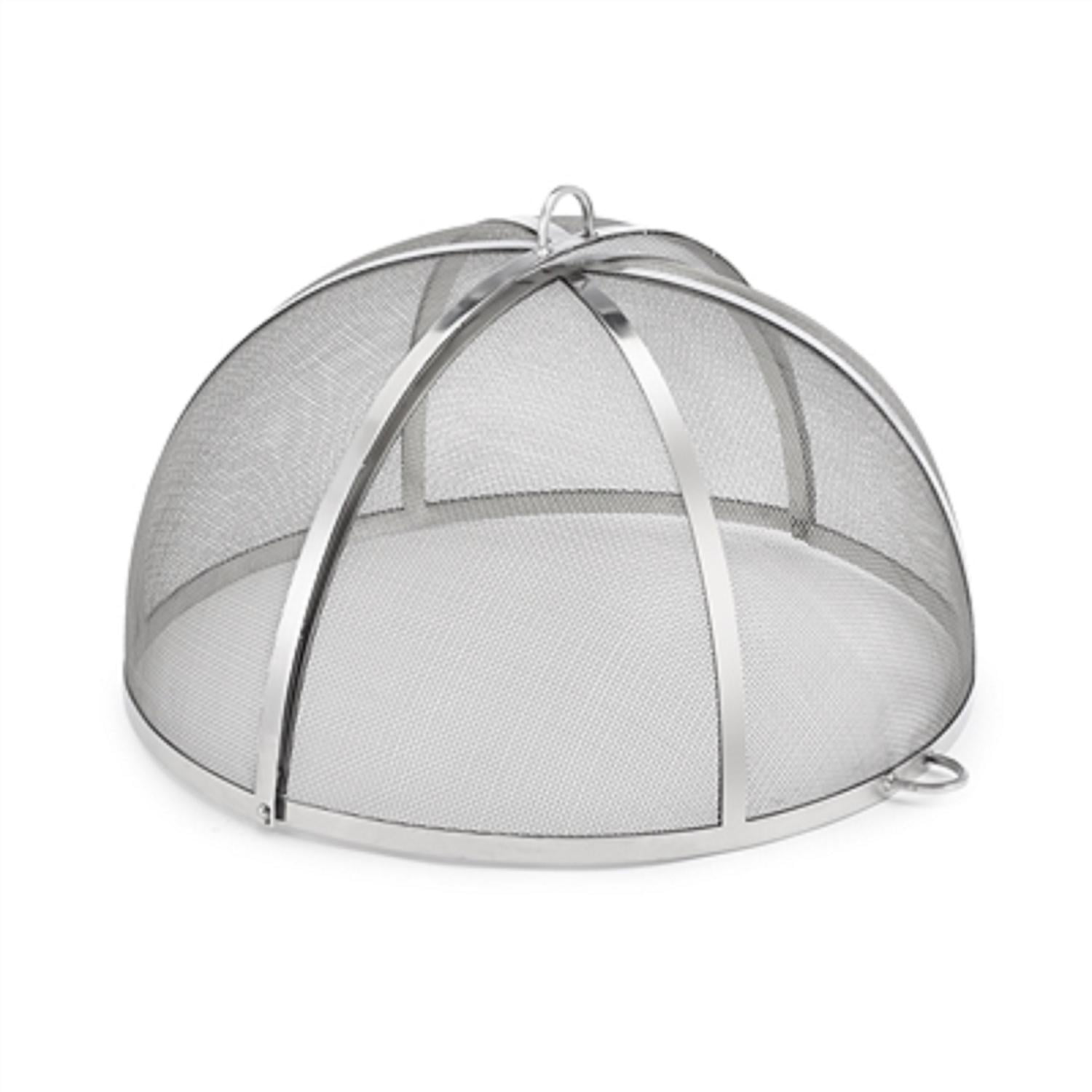 26" Silver Polished Stainless Steel Woven Mesh Medium Fire Pit Spark