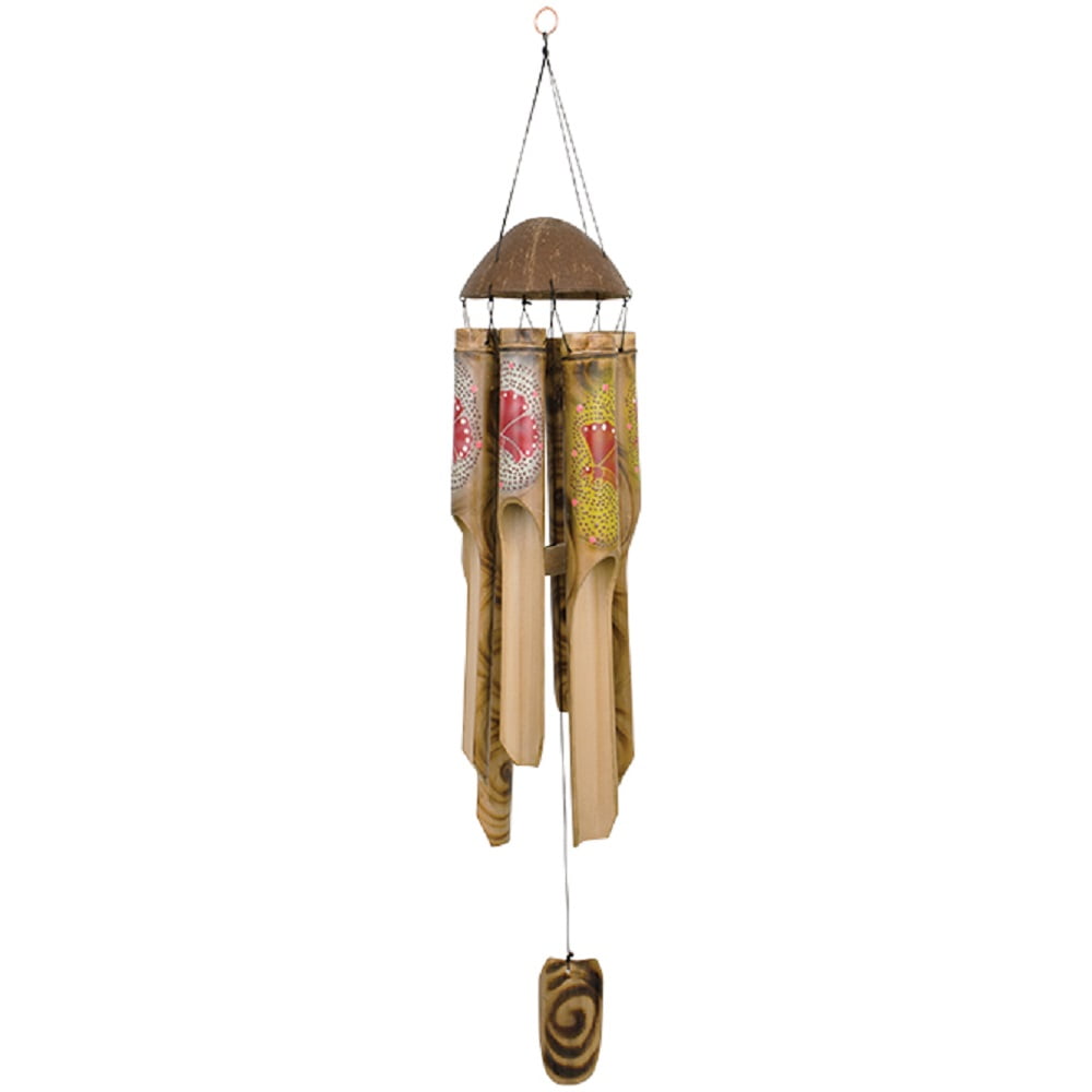 Tropical Bamboo Wood Wind Chime Outdoor Garden Windchimes 34 Inch Made