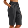 thumbnail image 5 of Oiangi Women's Cargo Shorts Elastic Waist Drawstring Hiking Shorts Straight Leg Athletic Shorts with Multi-Pocket Dark Gray 2XL, 5 of 8