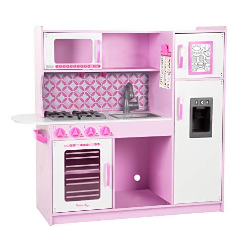 Melissa Doug Wooden Chef S Pretend Play Toy Kitchen With Ice Cube Dispenser Cupcake Pink White Walmart Canada