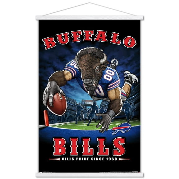 NFL Buffalo Bills - End Zone 17 Wall Poster with Wooden Magnetic Frame, 22.375" x 34"