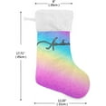 thumbnail image 2 of Custom Christmas Stockings Rainbow Glitter Galaxy Christmas Presonalized Large Stocking Sock, Set of 1 Xmas Party Winter Decor Candy Bag Gift, 17.7 Inch, 2 of 7