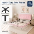 thumbnail image 5 of DEALTOPS Full Size Velvet Platform Bed Frame, Upholstered Tufted Headboard, No Box Spring, Pink, 5 of 7