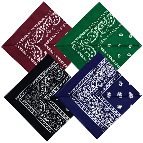 4Pcs 21 Inch Paisley Printed Bandanas, Multipurpose Neck Gaiter Head Wrap, Soft Unisex Kerchiefs