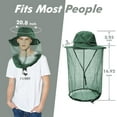 thumbnail image 5 of HOMEYA Mosquito Head Net Hat for Men & Women,Wide Brim Sun Hat with Bug Proof Mesh,UV Protection Bucket Hat for Outdoor Fishing Hiking Gardening,Army Green, 5 of 6