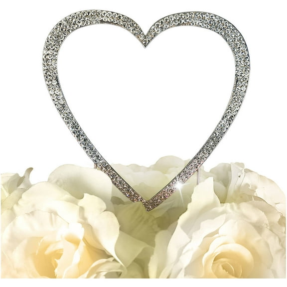 17 Main Sparkling Collection Single Heart Cake Topper in Silver - Large