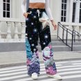 thumbnail image 7 of Women's Fashion Casual Loose Printed Wide-Leg Sports Pants with Christmas Print, Comfortable Home and Outdoor Wear, Elastic Waist with Drawstring for Easy Fit, Black, XL, 7 of 7