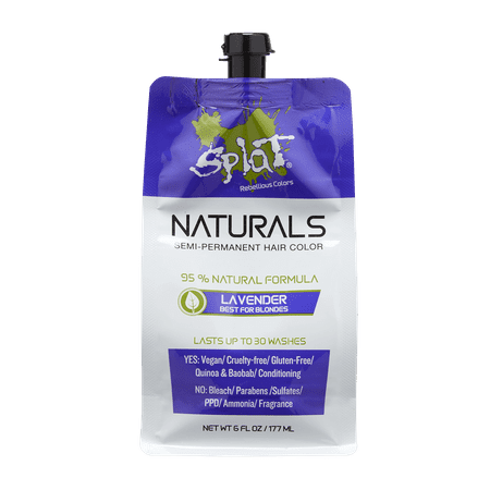 Splat Naturals 30 Wash Semi-Permanent Hair Color, Lavender ...