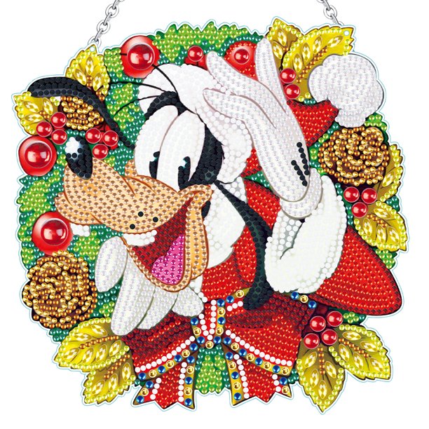 Kit Corona Pintura Cristal Navideña Massie Con Forma Especial Pato Donald