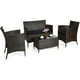 thumbnail image 1 of Conjunto de Muebles al Aire Libre Costway de 4 Piezas de Ratan PE con Cojines para Patio Marrón Mezclado Negro, 1 of 10