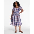 thumbnail image 2 of Time and Tru Women's Smocked Cotton Peasant Midi Dress, Sizes XS-XXXL, 2 of 5