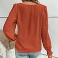 thumbnail image 4 of Fayshow0 Best Selller Round-Neck Tops Shirts Long Sleeve Clearance Women's Casual Solid Color Lace Patchwork Long Sleeved Round Neck Top/shirt,Orange XXL, 4 of 5