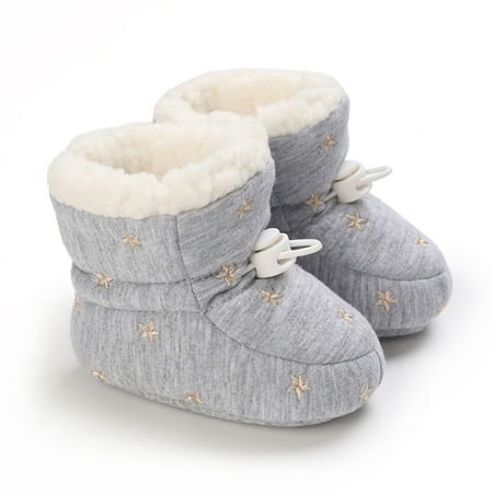 

Gubotare Winter Booties For Baby Girl Unisex-Baby Cozy Fleece Booties Gray 0 Months