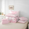 thumbnail image 6 of jejeloiu Personalized Gifts Bow Twin Bedding Sets 7-Piece,Letter H Bedding Comforter Set,Pink Geometric Checkered Sheet Sets For Child,Lightweight Room Decoration Reversible, 6 of 8