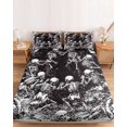 thumbnail image 2 of Twin Sze Fitted Sheet Set - Happy Halloween 2 Piece Bedding Sets 16" Deep Pocket Fitted Sheet with 1 Pillowcase, Fall Spooky Skeleton Retro Black Brushed Microfiber Hotel Luxury Bed Sheets, 2 of 9
