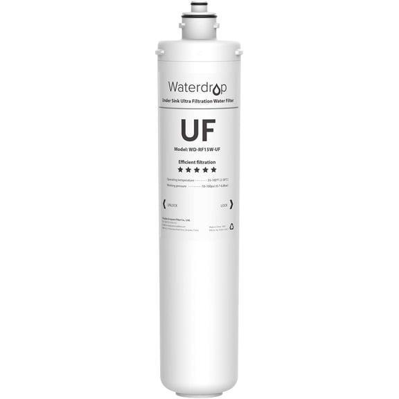 Waterdrop RF15W-UF 0.01 Micron Water Filter, NSF/ANSI 42 Certified, 16K Gallons High Capacity, Replacement for Waterdrop Under Sink Water Filtration System, White