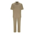 thumbnail image 1 of Blusa de Manga Corta Casual Sólido Turndown Cuello Superior Y Pantalones Traje Conjunto, Traje de Moda de Poliéster para Hombres, Lavado de Manos Primavera Verano, 1 of 4