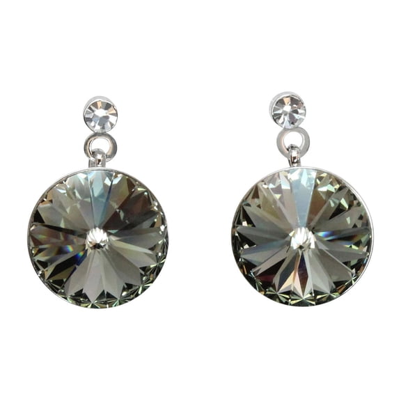 Faship Gorgeous Gray Premium Rhinestone Crystal Dangle Pierced Earrings