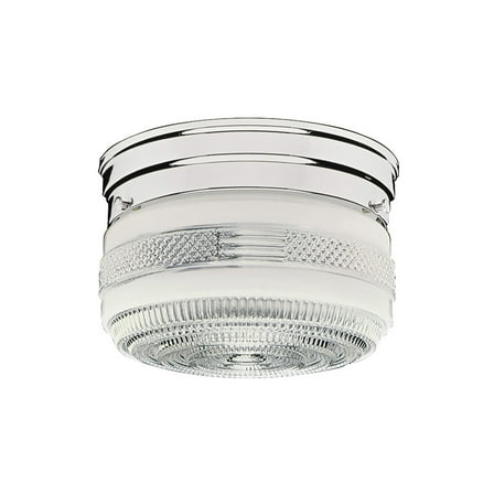 Design House WM950199 Traditional 2-Light Indoor Ceiling Mount Dimmable Clear Prismatic Glass for Bedroom Hallway Kitchen Dining Room, Polished Chrome