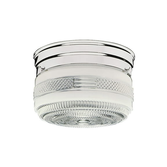 Design House WM950199 Traditional 2-Light Indoor Ceiling Mount Dimmable Clear Prismatic Glass for Bedroom Hallway Kitchen Dining Room, Polished Chrome