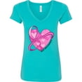 thumbnail image 3 of Inktastic Breast Cancer Awareness Pink Ribbon Around Heart Women's V-Neck T-Shirt, 3 of 5