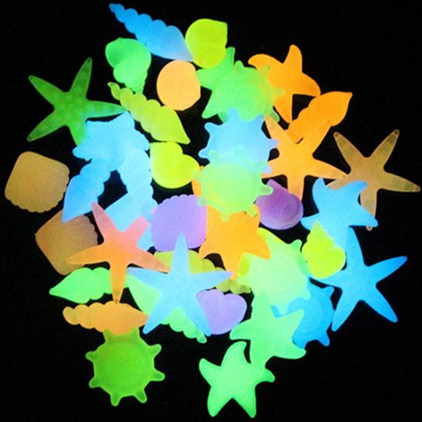 Bolsa luminosa concha caracola estrella de mar color plástico artificial piedra acuario fluorescente paisaje piedra luminosa marina