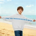 thumbnail image 6 of dazeni Boys Girls Valentine's Day Outfits Letter Graphic Pullover Hoodies Oversized Drop Shoulder Sweatshirts Spring Back to School Clothes White 13 Years, 6 of 7
