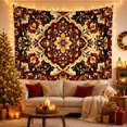 thumbnail image 3 of Boho Mandala Centered Symmetrical Florals on Black Serene Boho for Boho Decor Lovers Bohemian Wall Art Housewarming Gift Tapestry Wall Hanging for Bedroom, Living Room and Dorm, 3 of 7