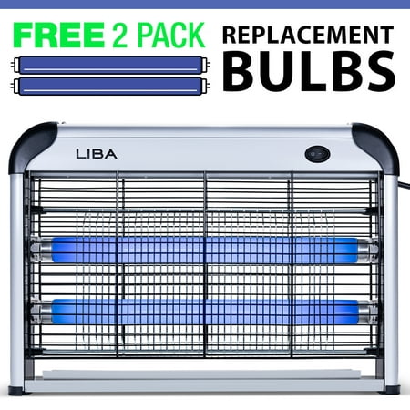 Bug & Electric Indoor Insect Killer by LiBa – Mosquito, Bug, Fly & Other Pests Killer – Powerful 2800V 20W Bulbs – Free 2-Pack Replacement Bulbs