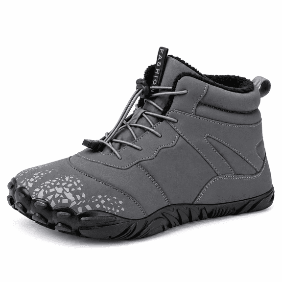 Meidiastra Winter Barefoot Boots for Men Women, Wide Toe Box Fleece-Lined Water-Resistant Zero Drop Hiking Walking Shoes