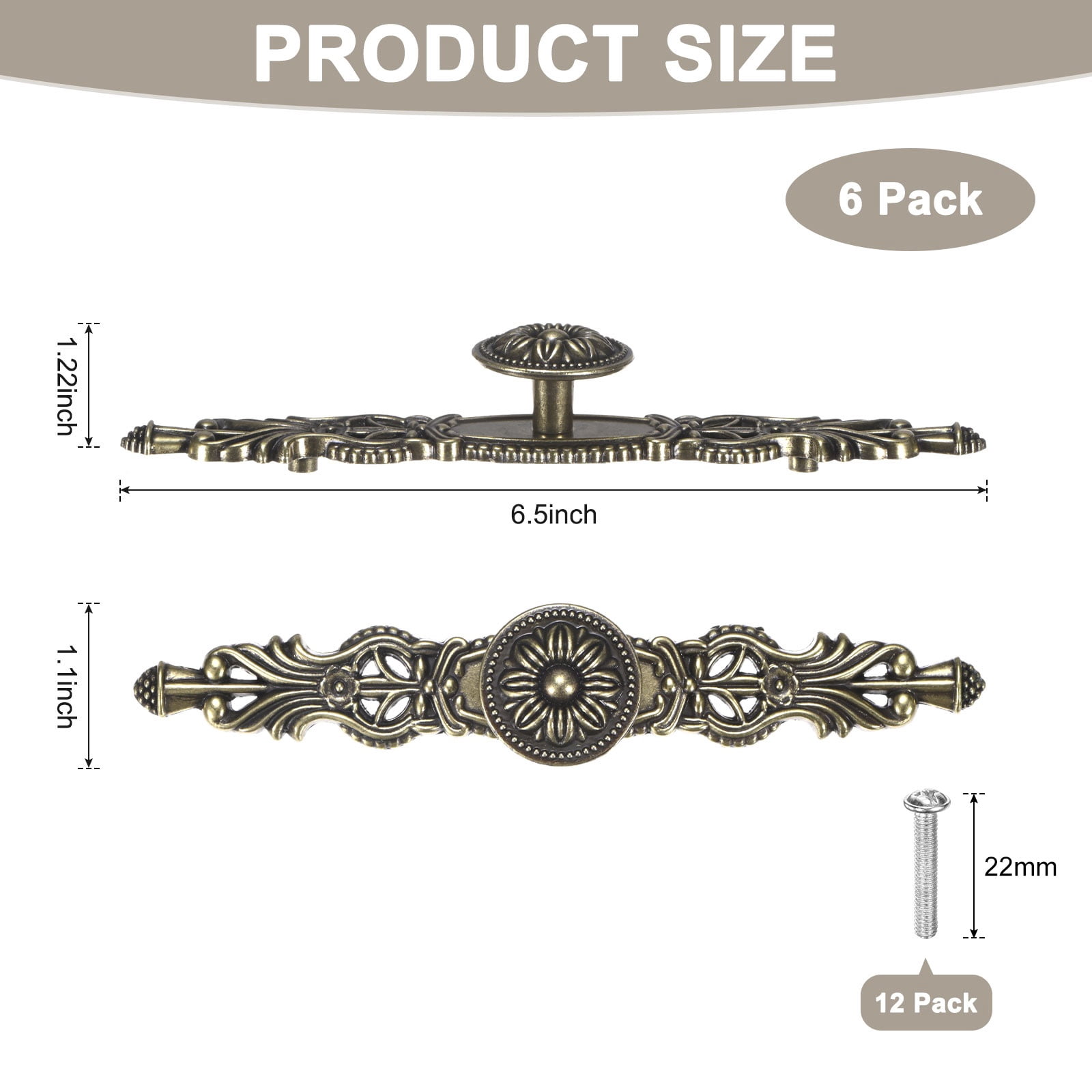 Uxcell 6-Pack Oil Rubbed Bronze Cabinet Knobs, 6.5" Long Rustic Zinc Alloy Bronze Knobs Handles [Bronze]