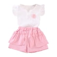 thumbnail image 3 of Toddler Baby Girl Outfit Solid Color Tops and Shorts Set Infant Summer Clothes 6 12 18 24 Months 2t 3t 4t Girls Summer Set 1-5 Years,6-12 Months, 3 of 9