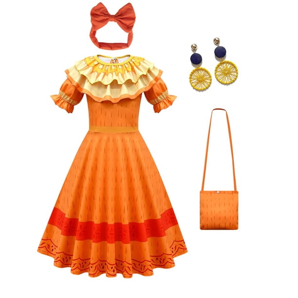 Encanto Dolores Isabela Madrigal Blancanieves Cenicienta princesa Pepa niñas vestido Cosplay disfraz niños Rapunzel Vestidos ropa 3T Gao Jinjia LED