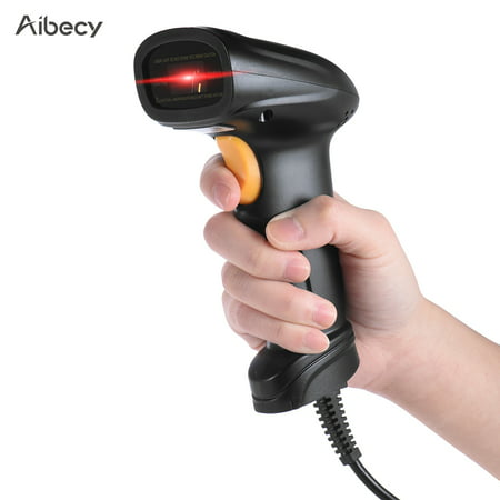 Aibecy Handheld 1D USB Barcode Scanner Bar Code Reader Support Auto Manual Scanning Bi-directional Optical Glass