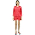 thumbnail image 2 of Bimba Button-Down Shirt With Elastic Waist Shorts 2 Pcs Full Sleeve Night Wear Set, 2 of 11
