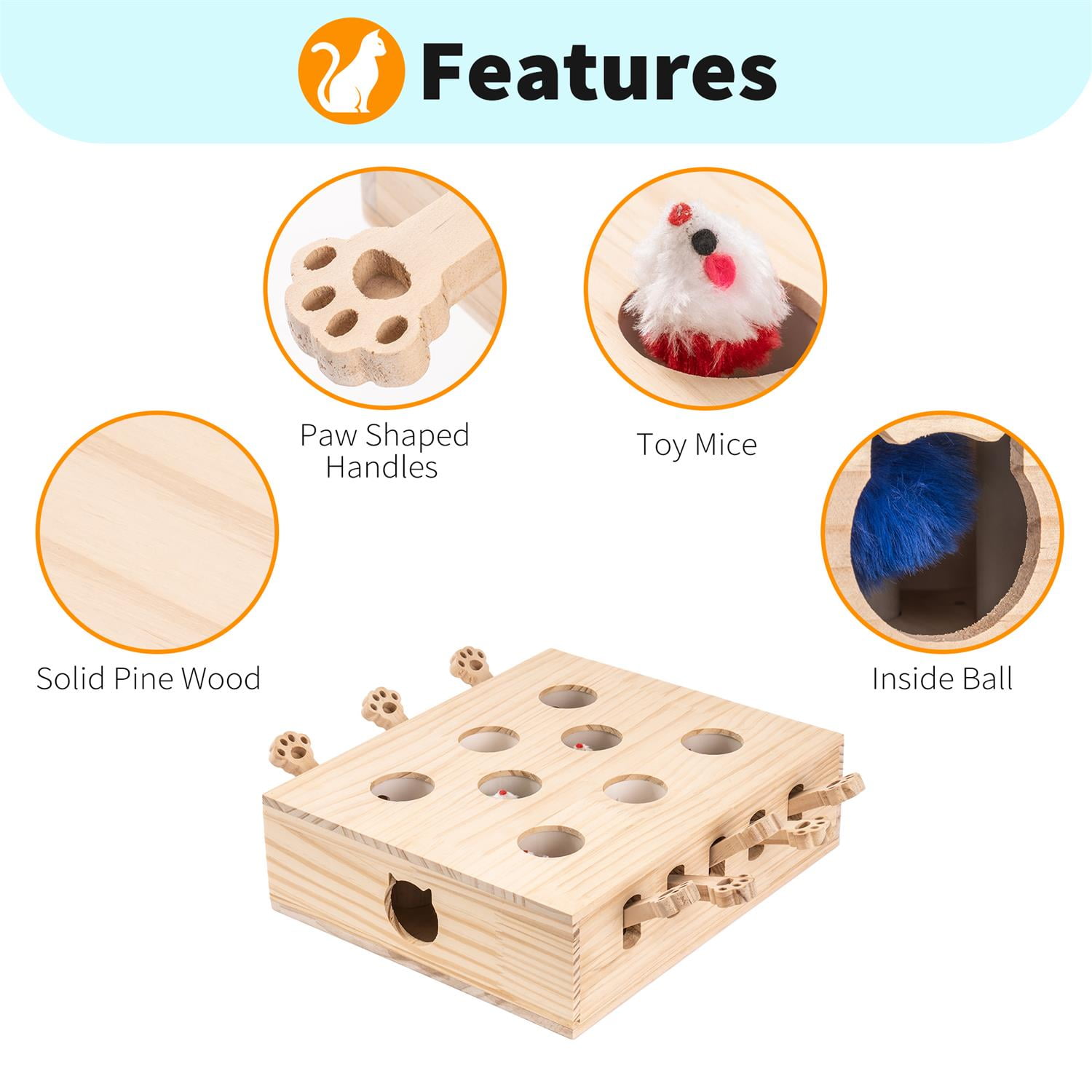 Pefilos 14" Cat Toys Interactive Whack A Mole for Indoor Cats Killer's Instinct Outdoors Cat Funny Toys Kitten Catch Mice Game Mouse Puzzle Toy, Beige Pefilos 14" Cat Toys Interactive Whack A Mole for Indoor Cats Killer's Instinct Outdoors Cat Funny Toys Kitten Catch Mice Game Mouse Puzzle Toy, Beige