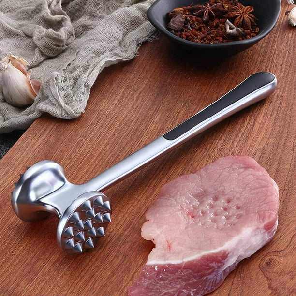 Herramienta para ablandador de carne: martillo para bistec de material de aleación de zinc, ablandador de carne de doble cara para triturar y ablandar filete de carne o pollo en la cocina