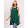 thumbnail image 3 of DARING DIVA Women's High Low Casual Sleeveless Chiffon Blouse Asymmetrical S Dark Green, 3 of 8